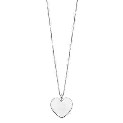 Sterling Silver Engraveable Heart on Box Chain 18 inch Necklace