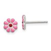Sterling Silver Madi K Polished Pink & Red Enameled Flower Children's Post Earrings