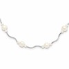 Sterling Silver Rhodium-plated 3-7mm White Near-Round Freshwater Cultured Pearl 13-Station 16 inch with 2.5 inch Extension Necklace