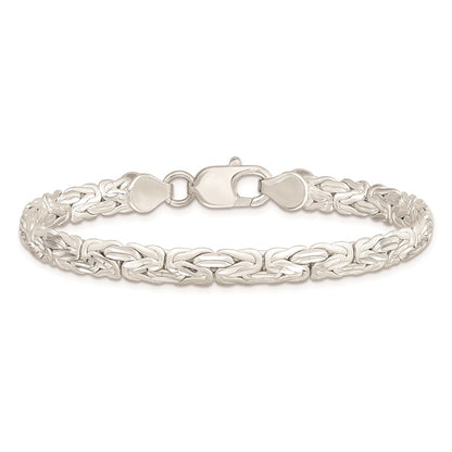 Sterling Silver Polished Back/Satin D/C Front Fancy Byzantine Bracelet
