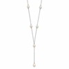 Sterling Silver Rhodium-plated 6-8mm White Teardrop and Semi-Round Freshwater Cultured Pearl 6-Station Y-Drop 16 inch Necklace