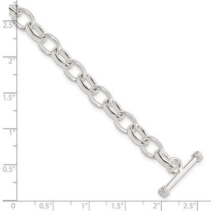 Sterling Silver 7.75inch Polished Fancy Link Toggle Bracelet