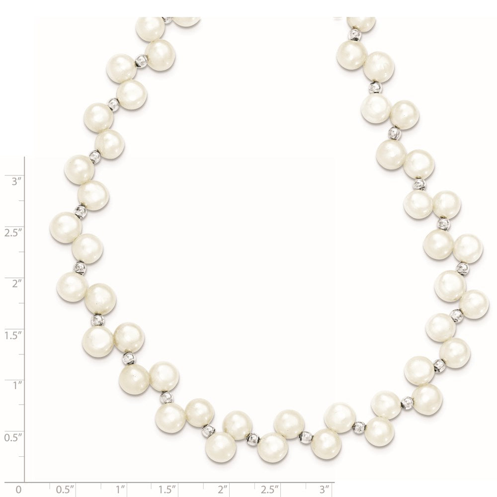 Sterling Silver FW Cultured Button Pearl 16in Necklace