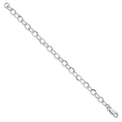 Amore La Vita Sterling Silver Rhodium-plated Polished 6mm 8.5 inch Fancy Link with Lobster Clasp Charm Bracelet