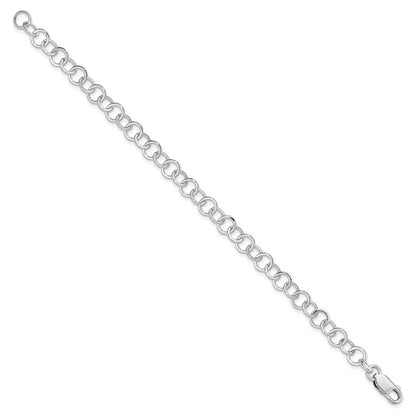 Amore La Vita Sterling Silver Rhodium-plated Polished 7mm 8.5 inch Fancy Link with Lobster Clasp Charm Bracelet