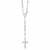 Sterling Silver Polished Beaded Rosary 30 inch Necklace