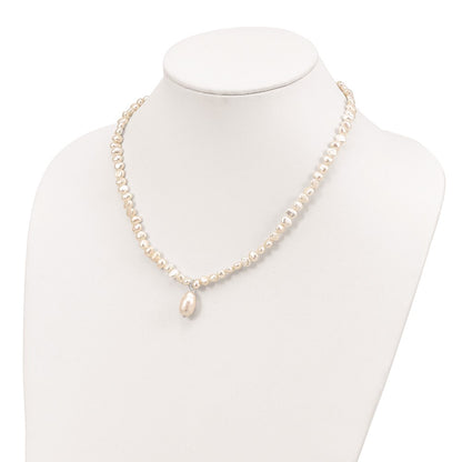 Sterling Silver FW Cultured Pearl Drop 18in Necklace