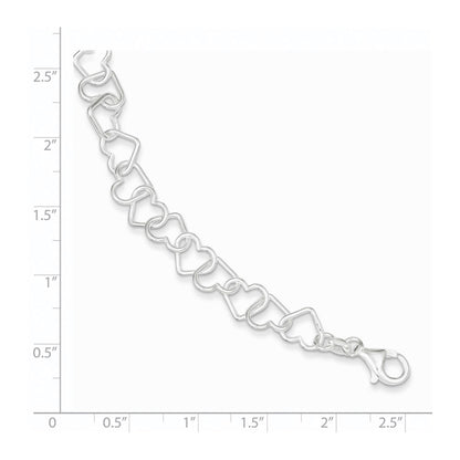 Sterling Silver 7.5inch Polished Fancy Heart Link Bracelet