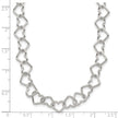 Sterling Silver 18inch Polished Fancy Heart Link Necklace