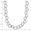 Sterling Silver 18inch Polished Fancy Heart Link Necklace