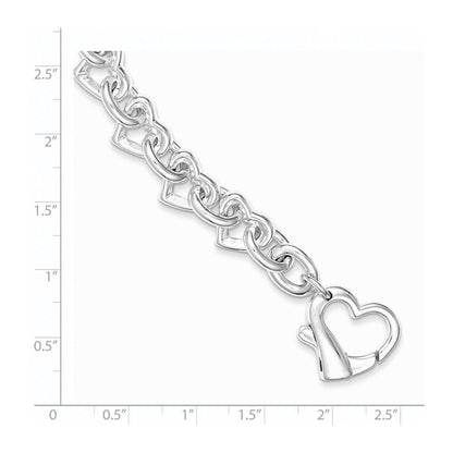 Sterling Silver 7.5inch Polished Fancy Heart Link Bracelet