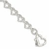 Sterling Silver 7.5inch Polished Fancy Heart Link Bracelet