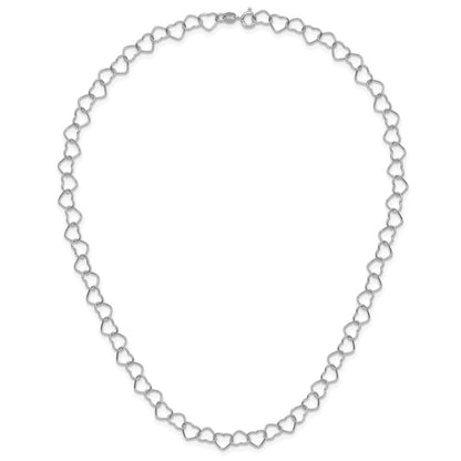Sterling Silver 18inch Polished Fancy Heart Link Necklace