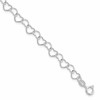 Sterling Silver Rhodium-plated Polished 6mm Fancy Heart Link 7 inch Bracelet