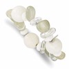 Sterling Silver/Coral/Jade/Moonstone/Rock Quartz Stretch Bracelet