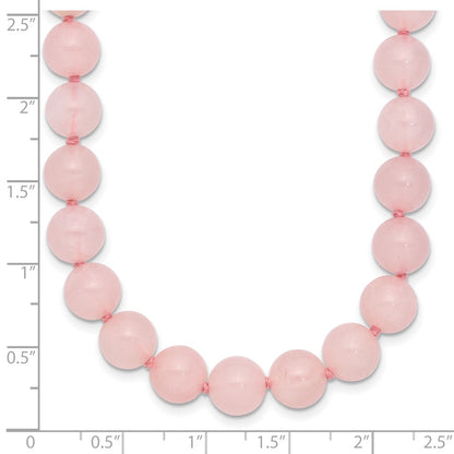 8-8.5mm Smooth Beaded Rose Quartz 18 inch Necklace with Sterling Silver Rhodium-plated Clasp