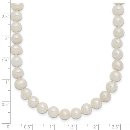 Sterling Silver Rhodium-plated 6-7mm White Near-Round Freshwater Cultured Pearl 20 inch Necklace