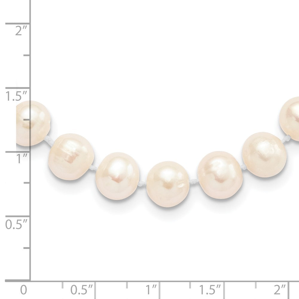 Sterling Silver Rhodium-plated 8-9mm White Near-Round Freshwater Cultured Pearl 28 inch Necklace