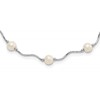 Sterling Silver Rhodium-plated 6-7mm White Near-Round Freshwater Cultured Pearl 18-Station 18 inch Necklace