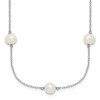 Sterling Silver Rhodium-plated 7-8mm White Near-Round Freshwater Cultured Pearl 7-Station 17 inch with 2 inch Extension Necklace