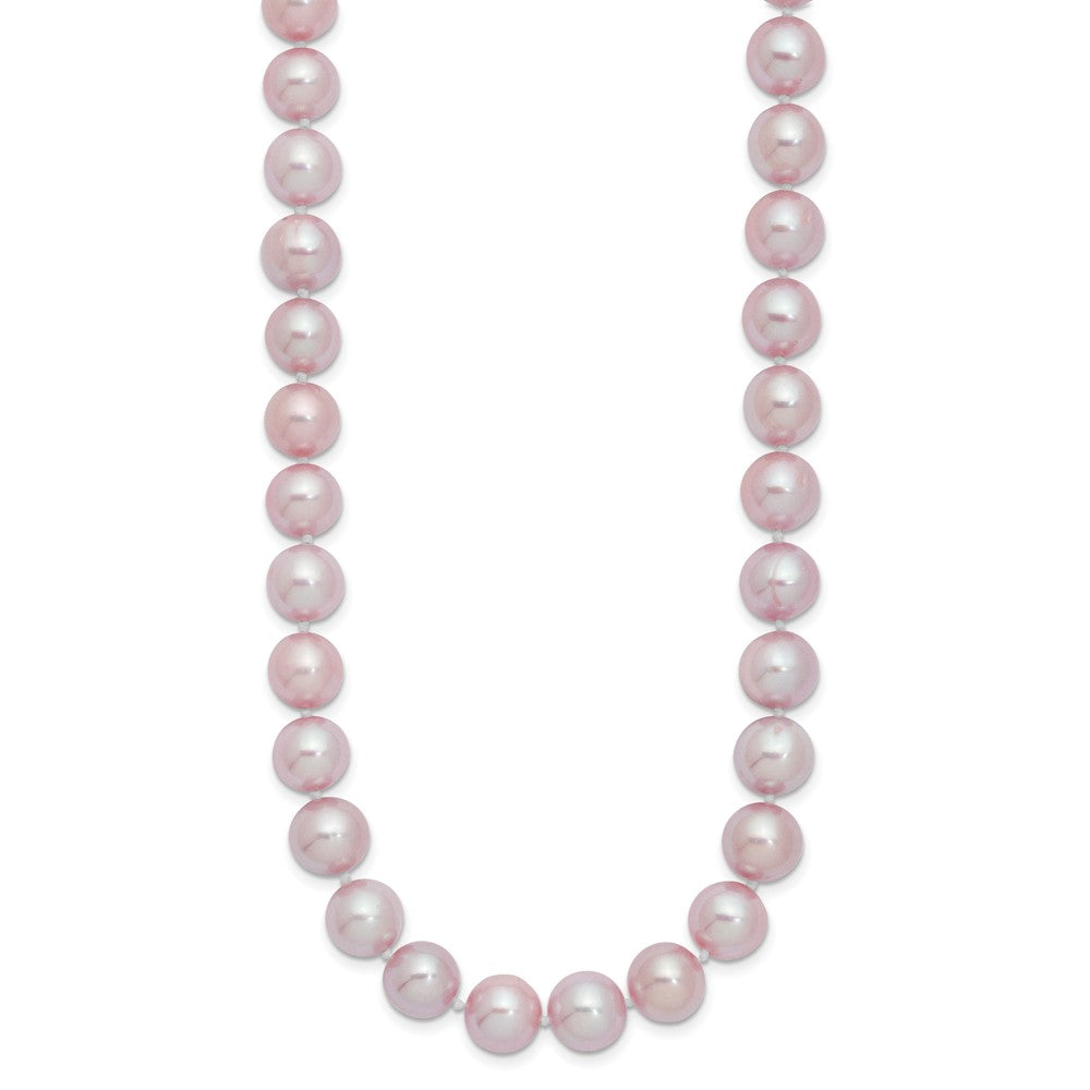 Sterling Silver Rhodium-plated 9-10mm Purple Near-Round Freshwater Cultured Pearl 20 inch Necklace