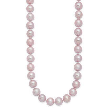 Sterling Silver Rhodium-plated 9-10mm Purple Near-Round Freshwater Cultured Pearl 20 inch Necklace