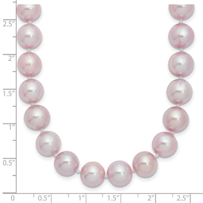 Sterling Silver Rhodium-plated 9-10mm Purple Near-Round Freshwater Cultured Pearl 18 inch Necklace