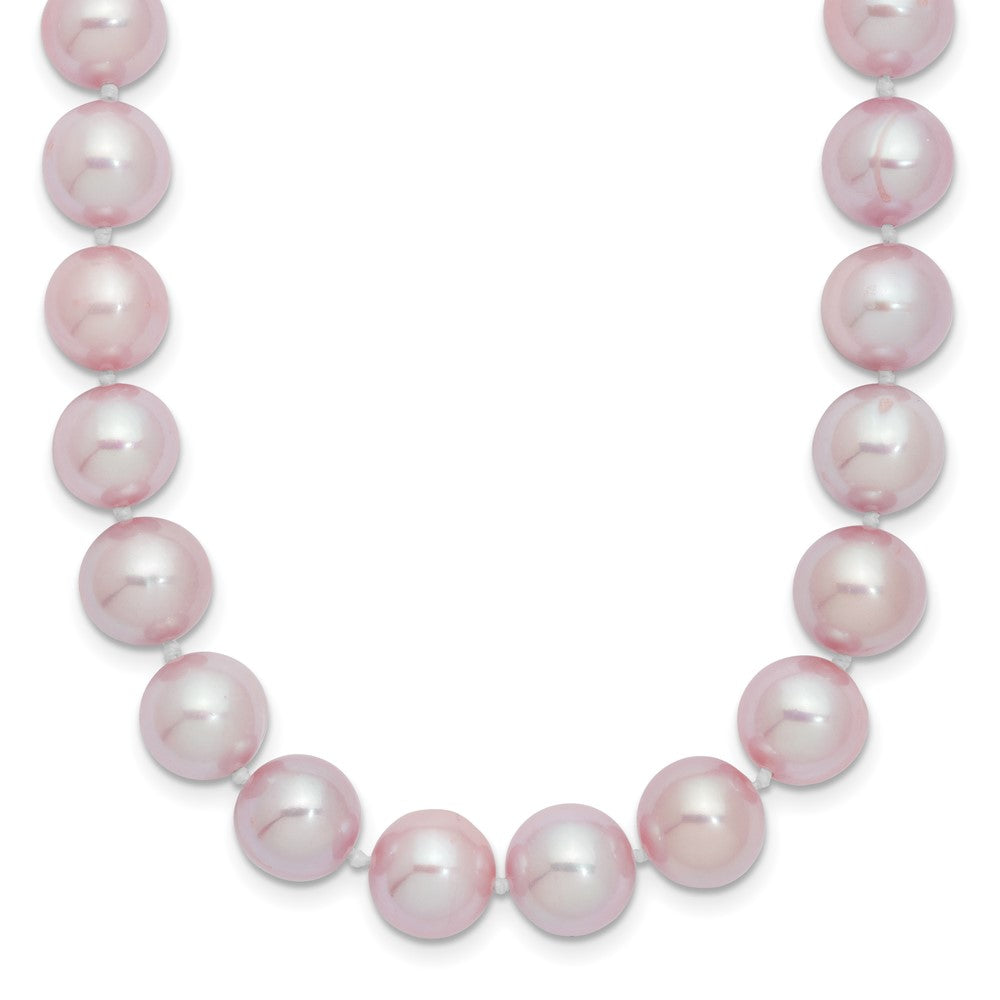 Sterling Silver Rhodium-plated 9-10mm Purple Near-Round Freshwater Cultured Pearl 24 inch Necklace