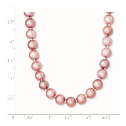 Sterling Silver Rhodium-plated 6-7mm Purple Near-Round Freshwater Cultured Pearl 16 inch Necklace