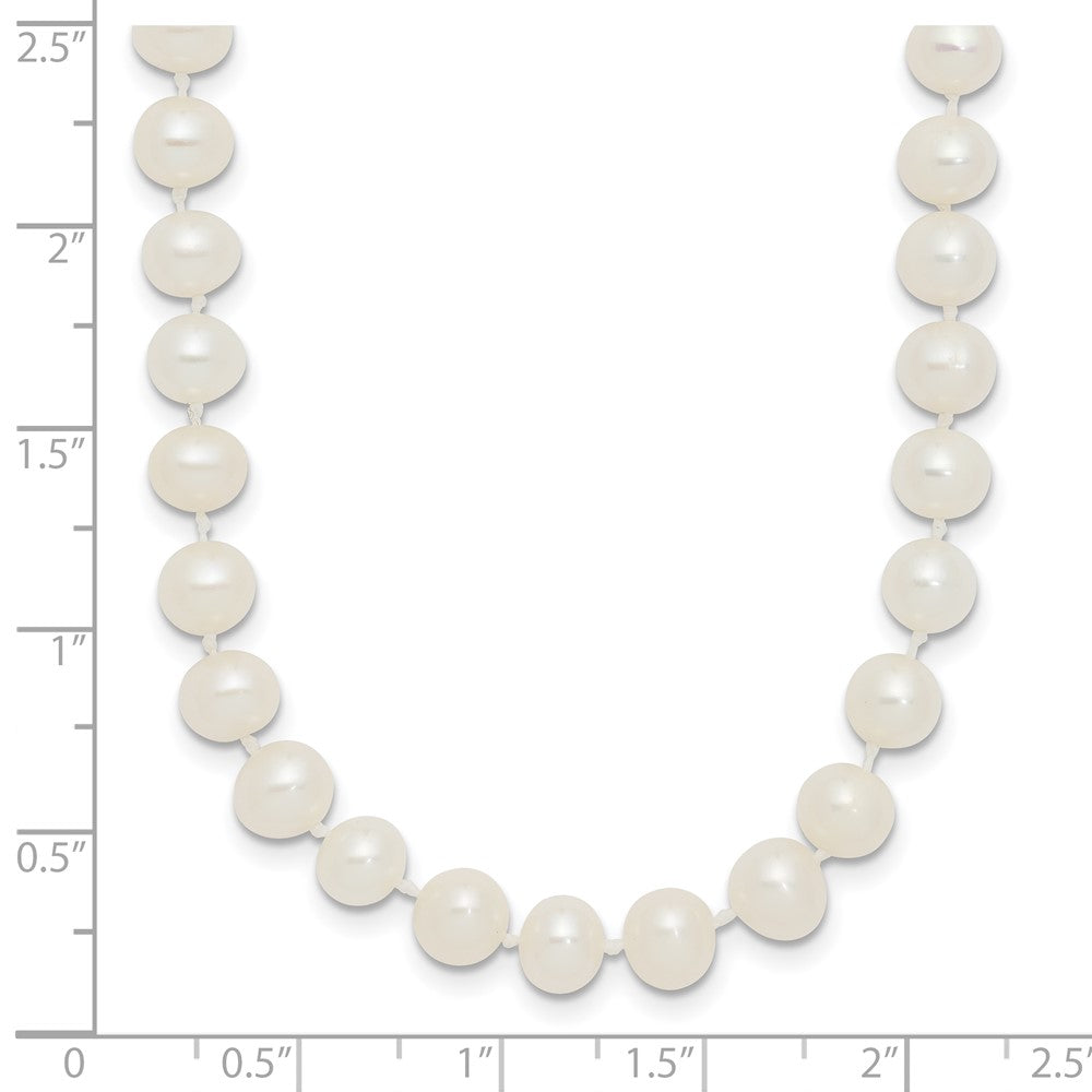 Sterling Silver Rhodium-plated 5-6mm White Near-Round Freshwater Cultured Pearl 28 inch Necklace