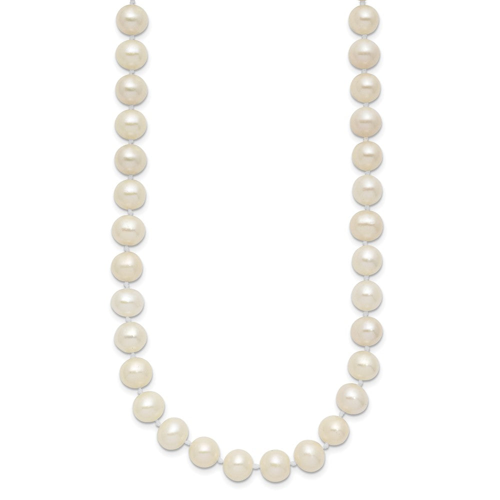 Sterling Silver Rhodium-plated 7-8mm White Near-Round Freshwater Cultured Pearl 20 inch Necklace