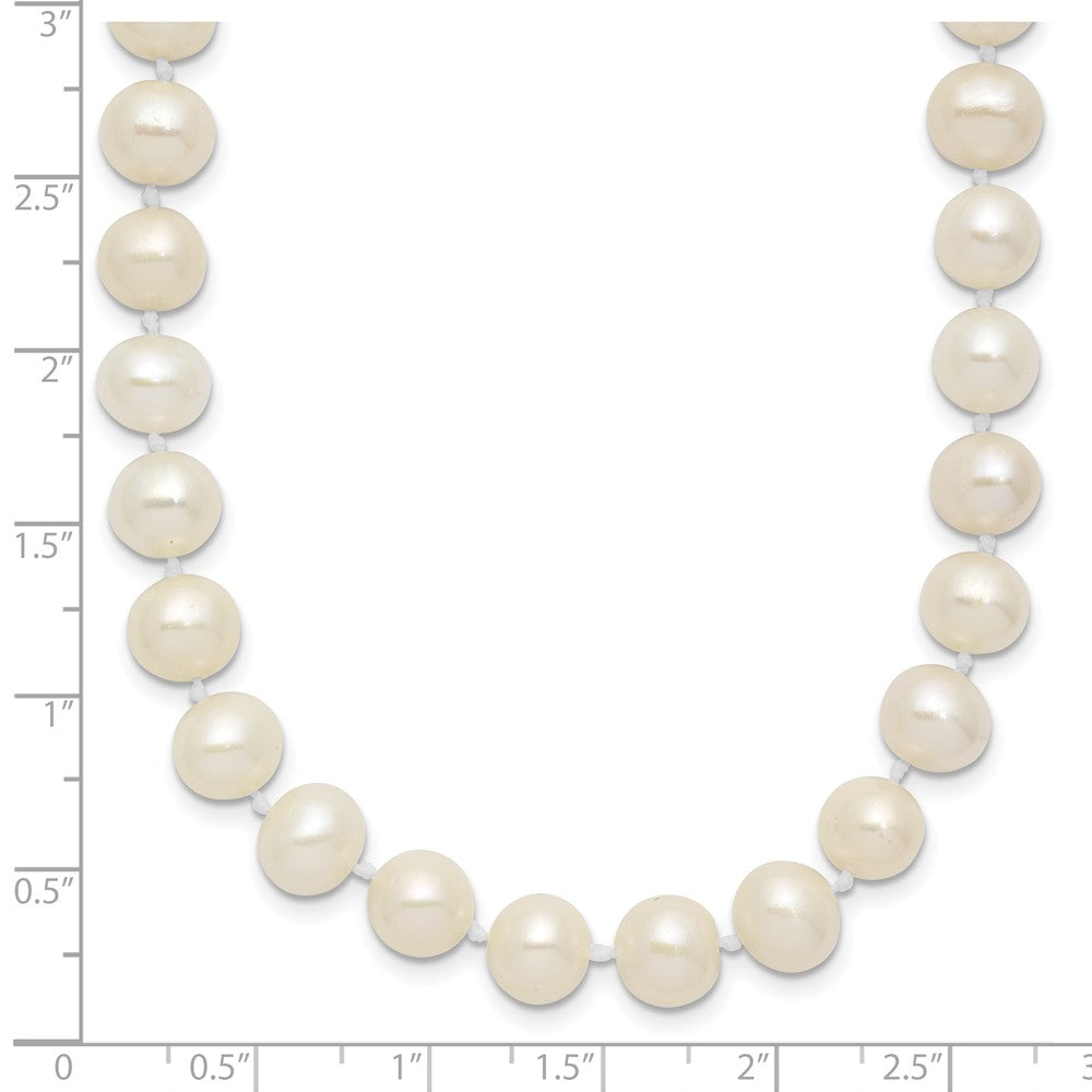 Sterling Silver Rhodium-plated 7-8mm White Near-Round Freshwater Cultured Pearl 28 inch Necklace