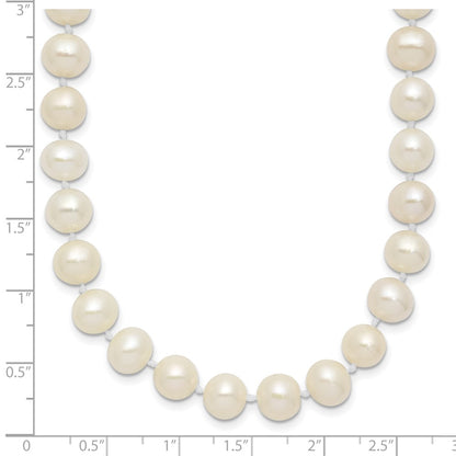 Sterling Silver Rhodium-plated 7-8mm White Near-Round Freshwater Cultured Pearl 28 inch Necklace
