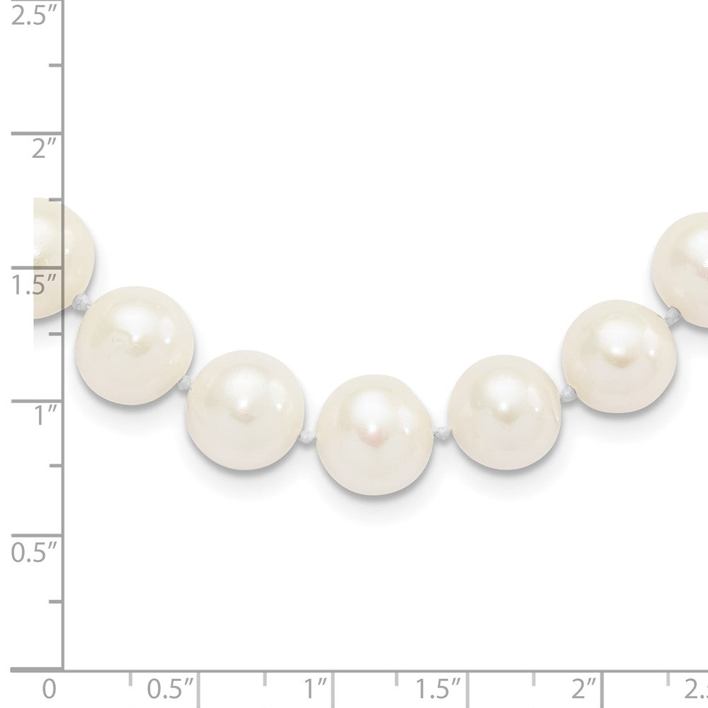 Sterling Silver Rhodium-plated 10-11mm White Near-Round Freshwater Cultured Pearl 24 inch Necklace