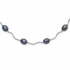 Sterling Silver Rhodium-plated 6-7mm Black Rice Freshwater Cultured Pearl 16-Station 18 inch Necklace