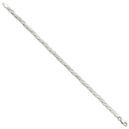 Sterling Silver Fancy Textured Reversible Braided Bracelet
