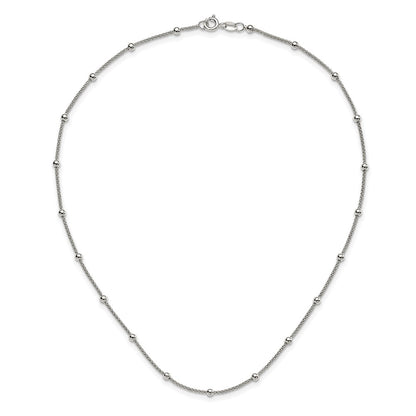 Sterling Silver Polished Beaded Necklace