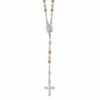Sterling Silver Yellow & Rose Flash Gold-plated Rosary Necklace