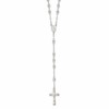 Sterling Silver Polished Rosary 26 inch Necklace
