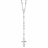 Sterling Silver Polished and Textured Bead Rosary 26 inch Necklace