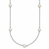 Sterling Silver Rhodium-plated 5-6mm White Near-Round Freshwater Cultured Pearl 8-Station 16 inch Necklace