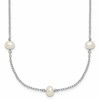 Sterling Silver Rhodium-plated 4-5mm White Near-Round Freshwater Cultured Pearl 9-Station 18 inch Necklace