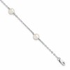 Sterling Silver Rhodium-plated 5-6mm White Freshwater Cultured Pearl 3-Stations 7.5 inch Bracelet
