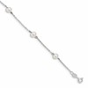 Sterling Silver Rhodium-plated 5-6mm White Round Freshwater Cultured Pearl 5-Station 7 inch Bracelet
