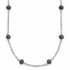 Sterling Silver Rhodium-plated 4-5mm Black Semi-Round Freshwater Cultured Pearl 8-Station 16 inch Necklace