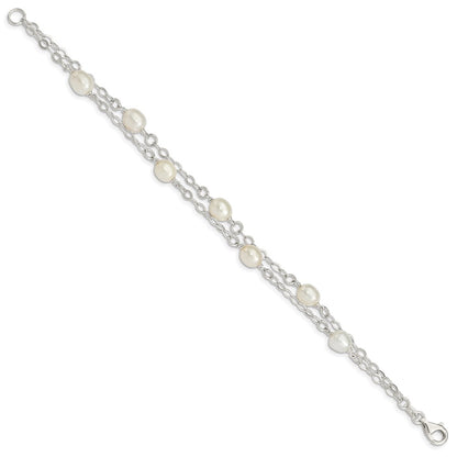 Sterling Silver White FW Cultured Pearl 7.5 inch Bracelet