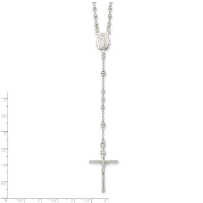 Sterling Silver Polished Rosary Necklace