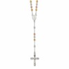Sterling Silver Rose and Yellow Gold-plated Polished Beaded 18 inch Rosary Necklace