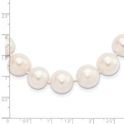 Sterling Silver Rhodium-plated 11-12mm White Near-Round Freshwater Cultured Pearl 18 inch Necklace