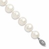 Sterling Silver Rhodium-plated 11-12mm White Near-Round Freshwater Cultured Pearl 7.25 inch Bracelet
